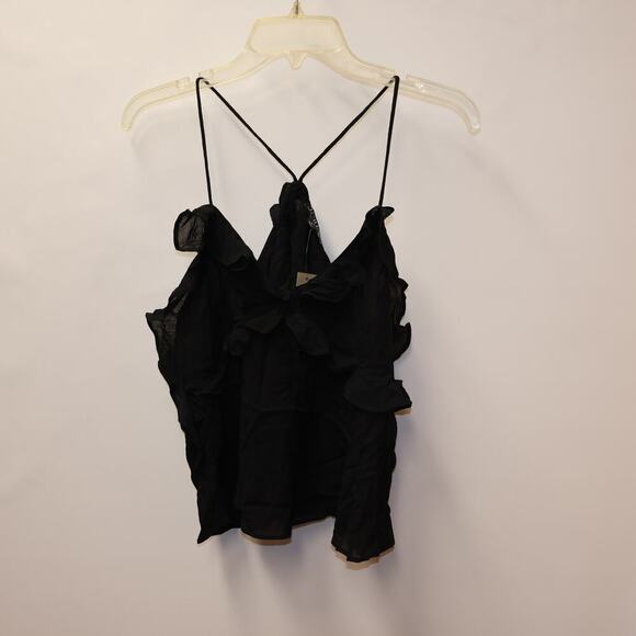 NWT J. Crew Drapey Ruffle Tank Top Cascading Ruffles Black Med Womens Trending - Picture 3 of 16